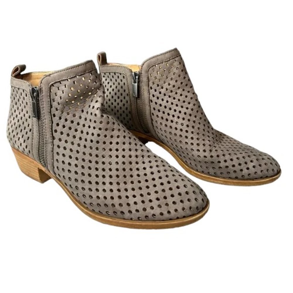 Lucky Brand Women’s Double Zipper Gray Nubuck Leather Booties Size 8 M